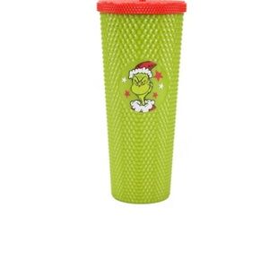 24oz Green Grinch Tumbler with Red Lid